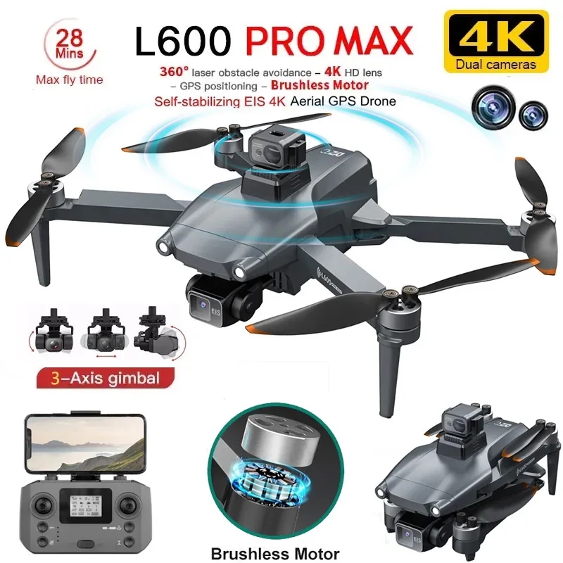 Drone Gimbal 3 Axis - L600 pro max gps drone profissional