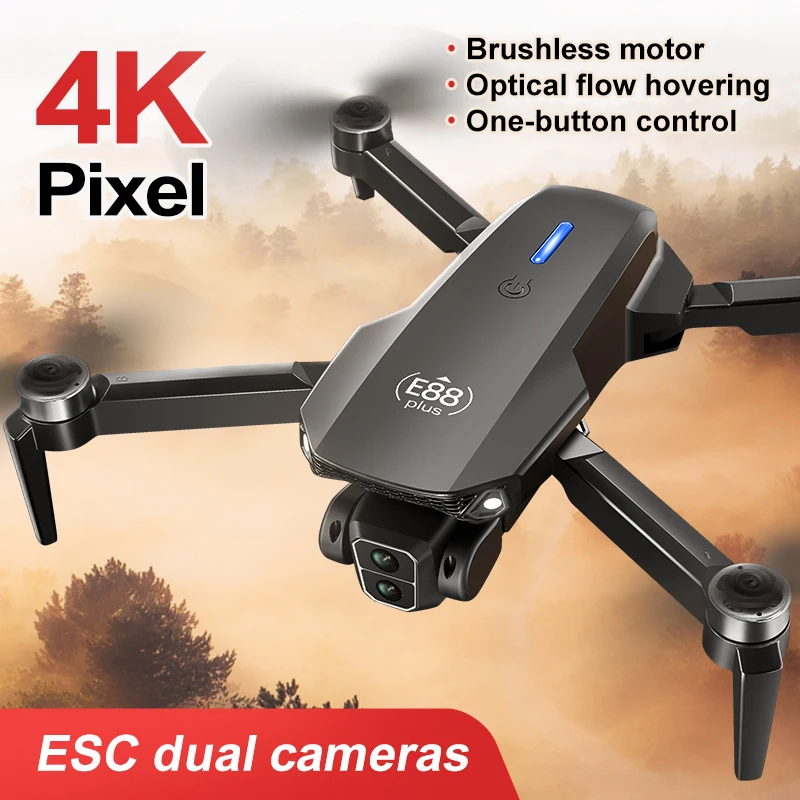 Novo drone quadricóptero E88 P - Drone Gimbal Brushless avaliação e preço