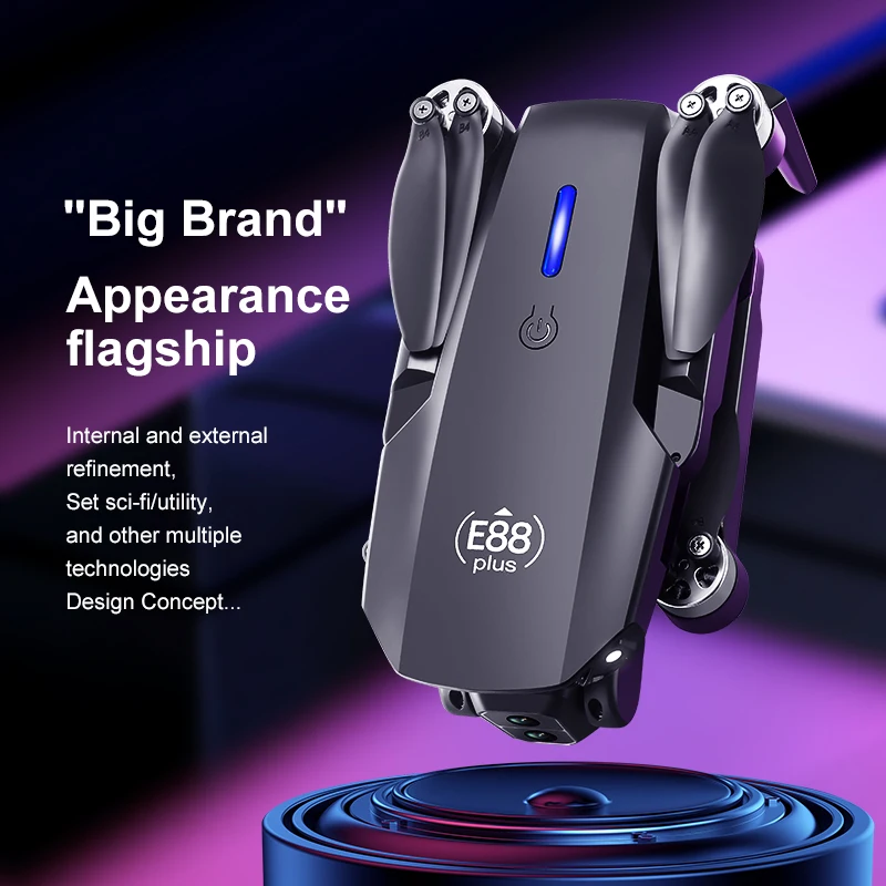 Novo drone quadricóptero E88 P - Drone Gimbal Brushless avaliação e preço